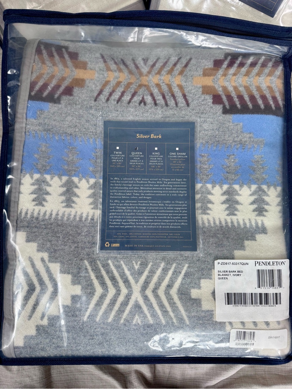 NEW Pendleton Silver Bark Queen Wool Blanket 5-Pc Set - Picture 3 of 5